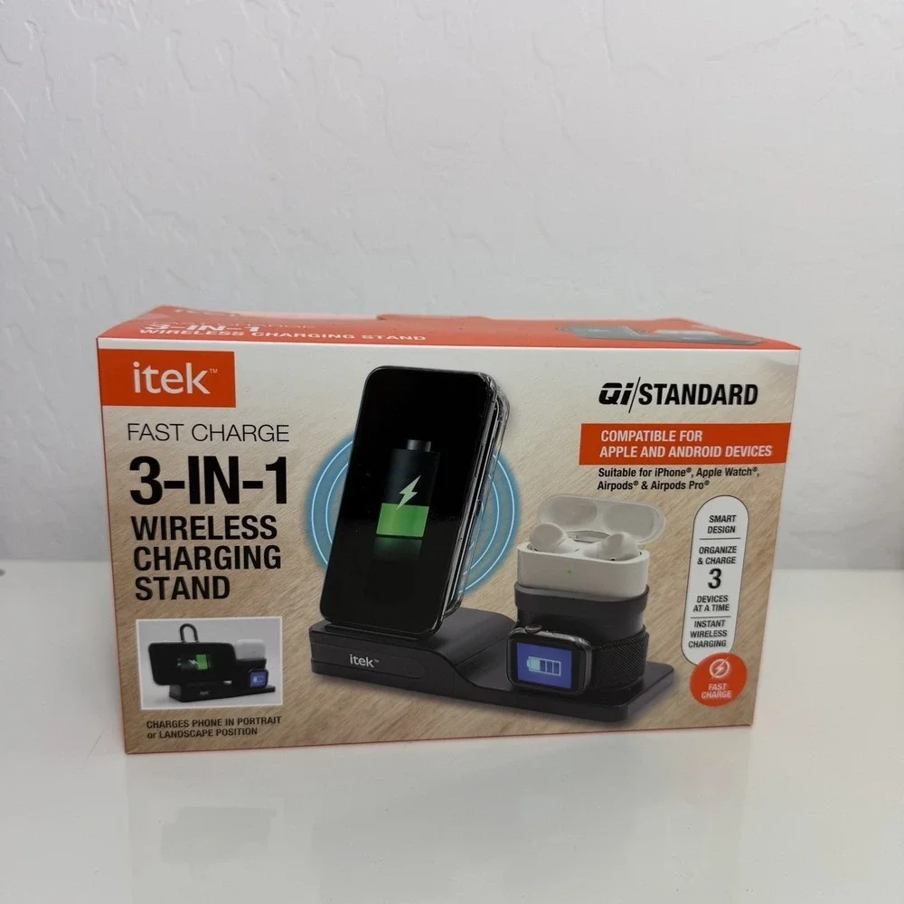itek Fast Charge 3-In-1 Qi Wireless Charging Stand Charge 3 Devices At‎ Once